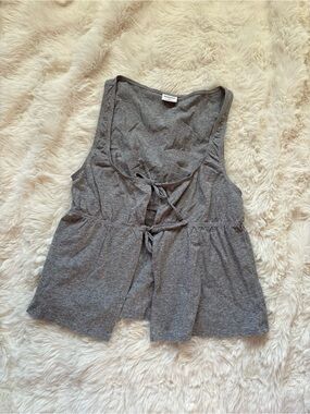 Aritzia Sunday Best Gray Front-Tie Scoop Tank
